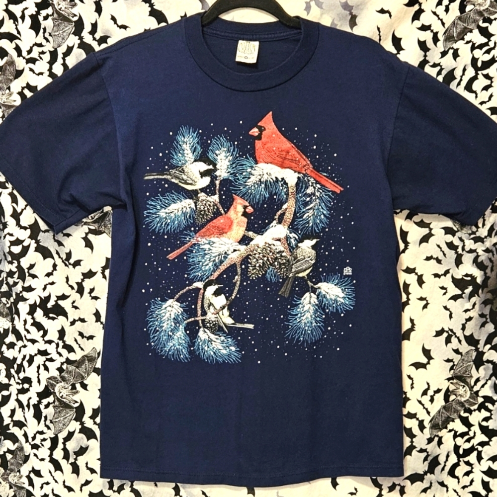 Vintage Cotton Grove T-shirt LSJ Sportswear Women's Medium Birds Made In USA